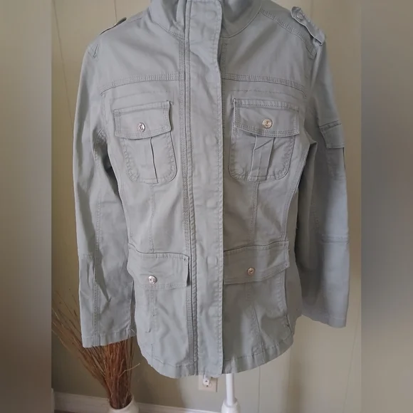 Women's Kensie Lightweight Zip-Up Utility XL Desert Sage.  NWT - Picture 2 of 8